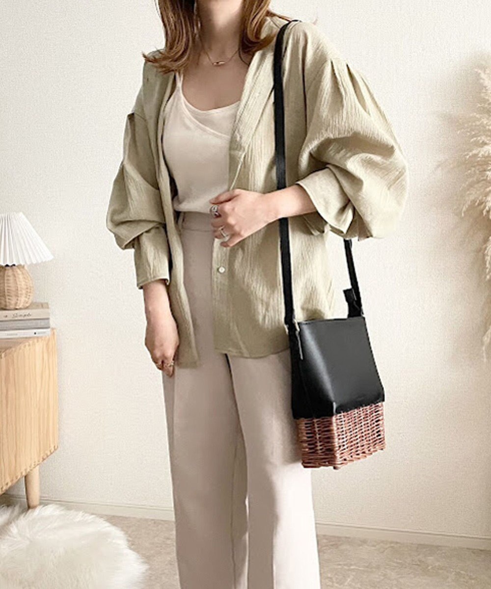 LA BAGAGERIE 【maison vert】【柳バスケット使用】コンビスクエアかごバッグ 