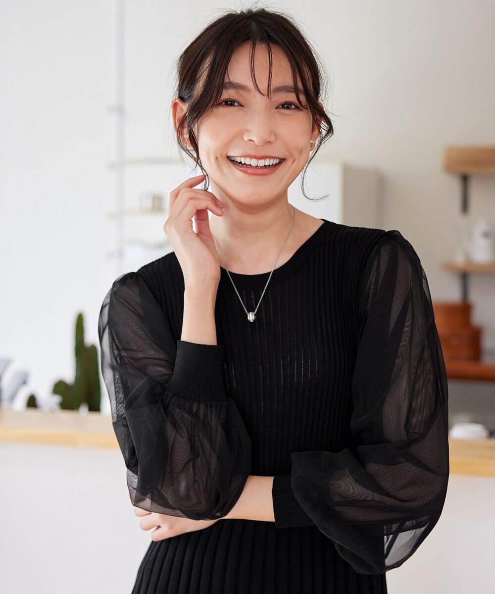 Tiaclasse チュールスリーブニットチュニック 