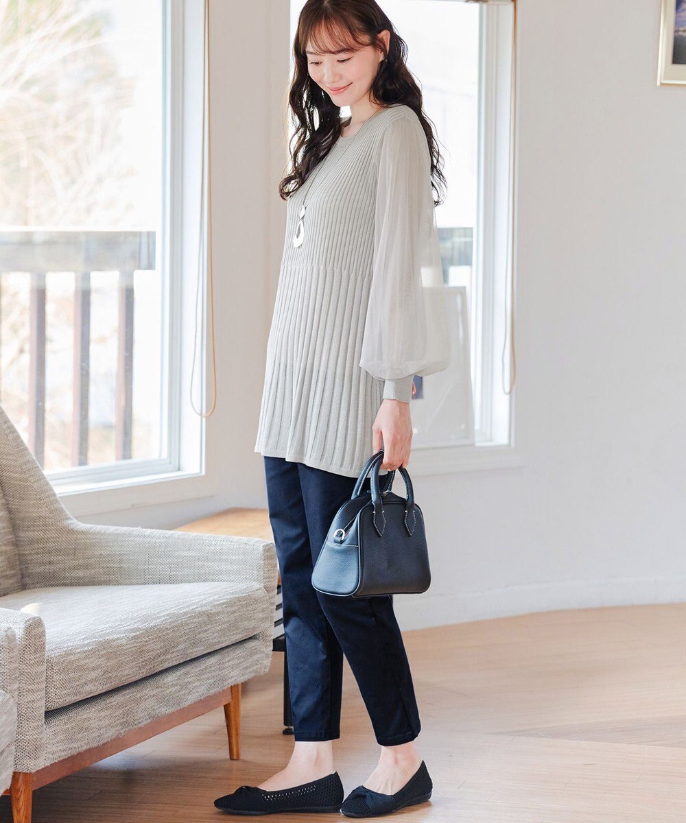 Tiaclasse チュールスリーブニットチュニック 