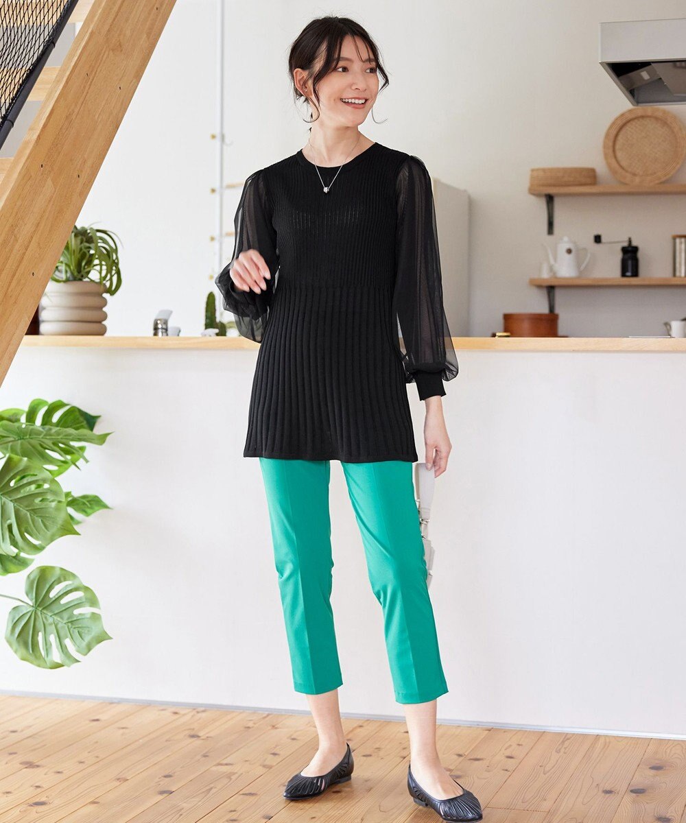 Tiaclasse チュールスリーブニットチュニック 