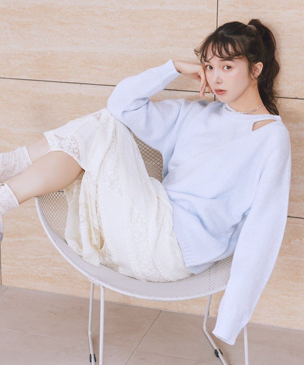 earth music&ecology サイドリボンカシュクールニット 