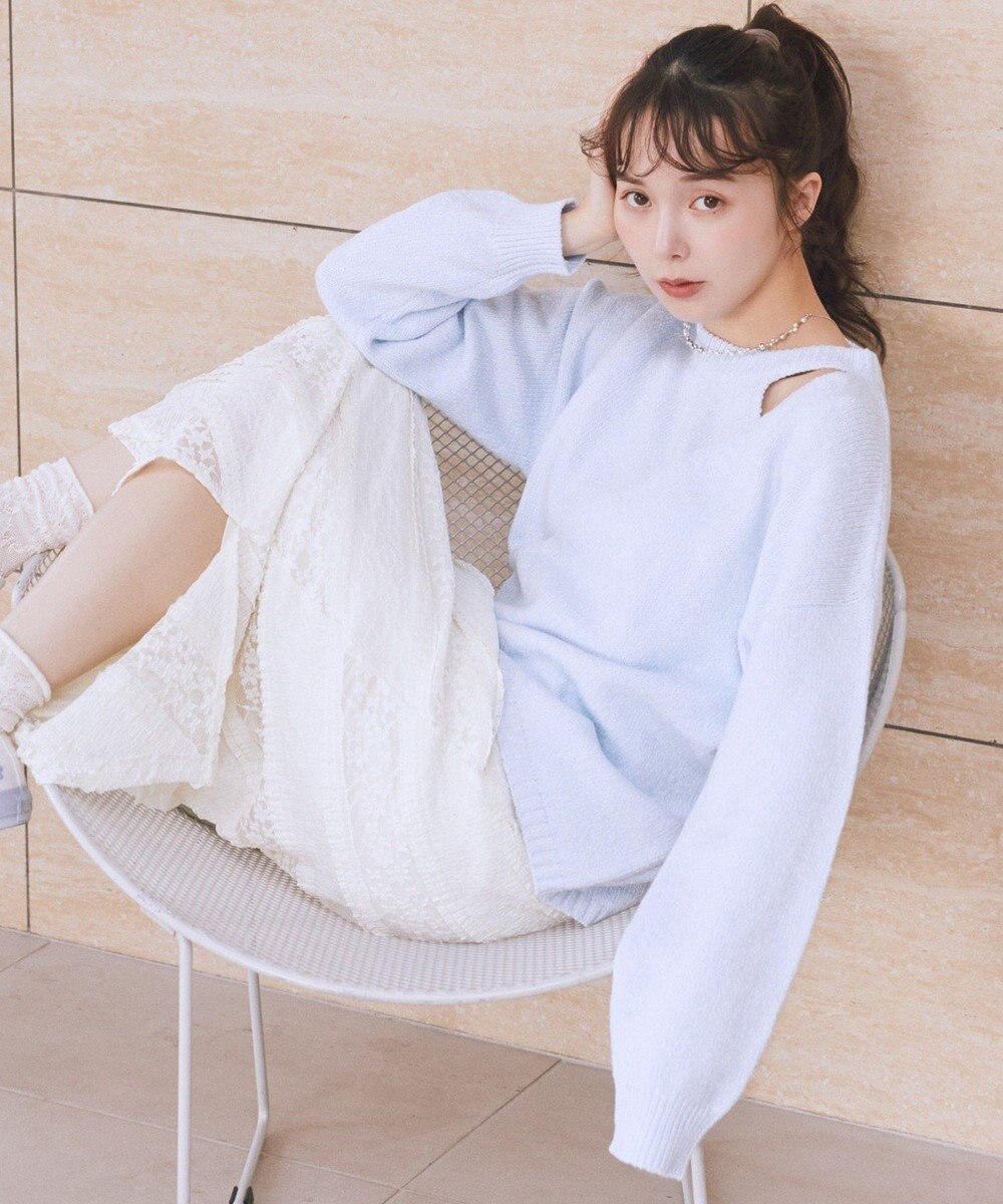 earth music&ecology サイドリボンカシュクールニット 