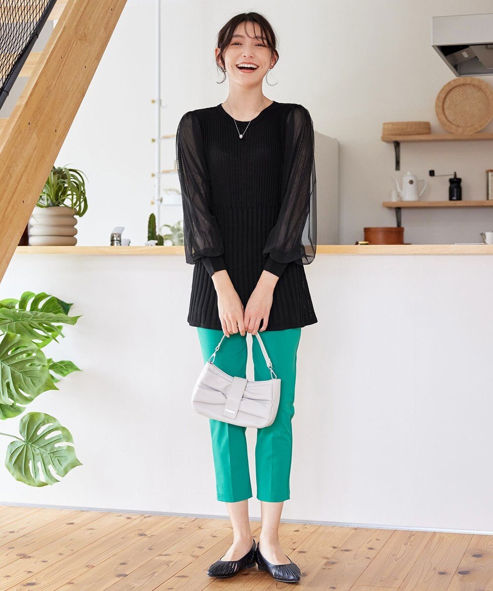 Tiaclasse チュールスリーブニットチュニック 