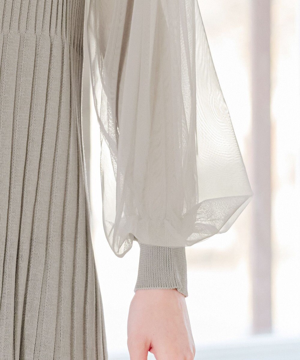 Tiaclasse チュールスリーブニットチュニック 