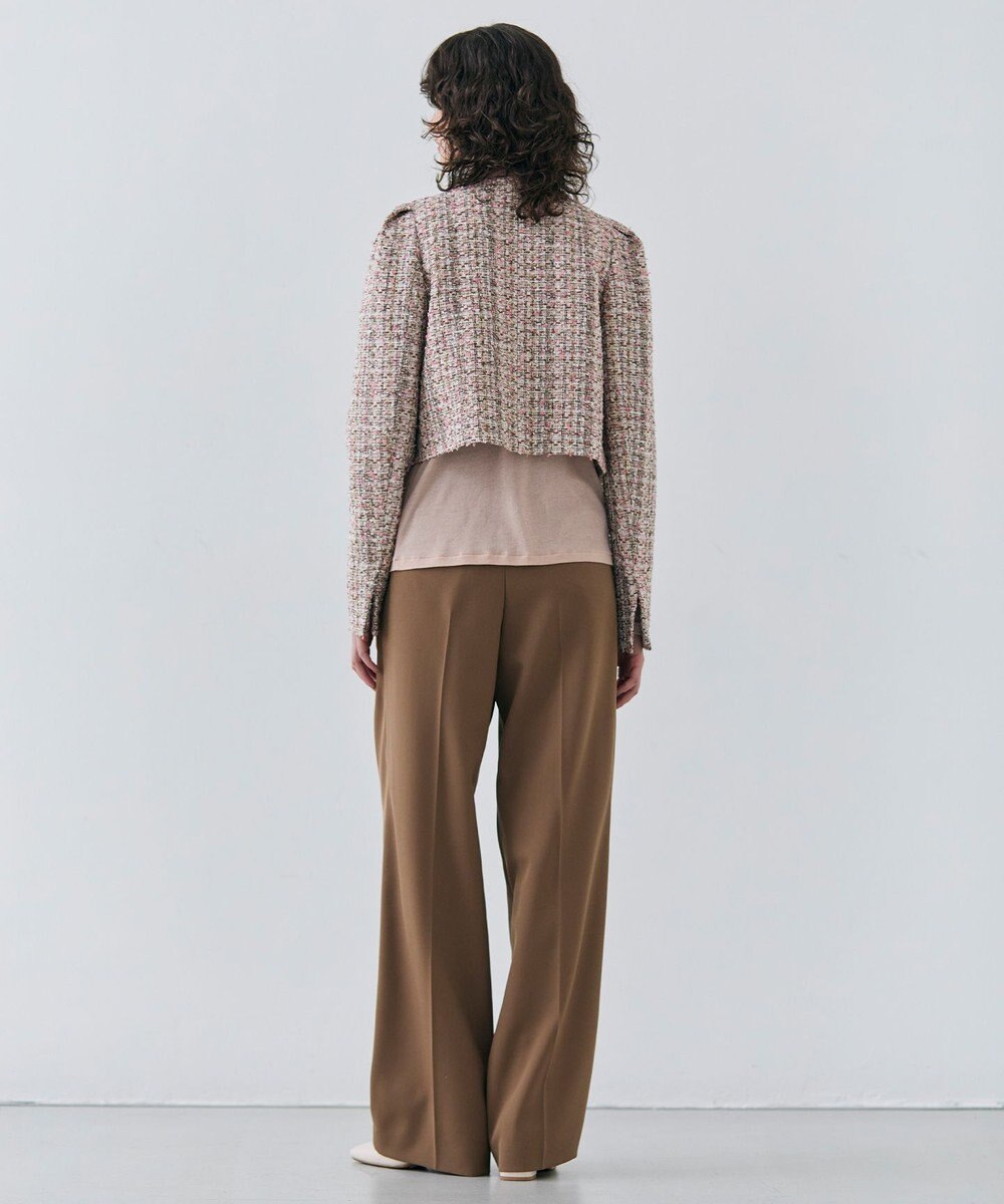 BEIGE， TEASEL / ノーカラーツイードショートジャケット 