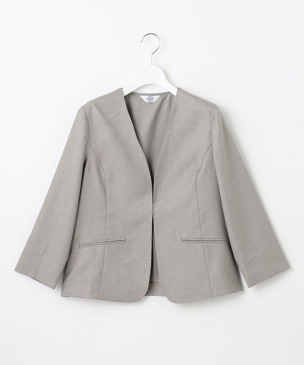 J.PRESS LADIES 【セットアップ対応・洗える・UVケア・速乾】 OXIJEWELストレッチ ノーカラー ジャケット 