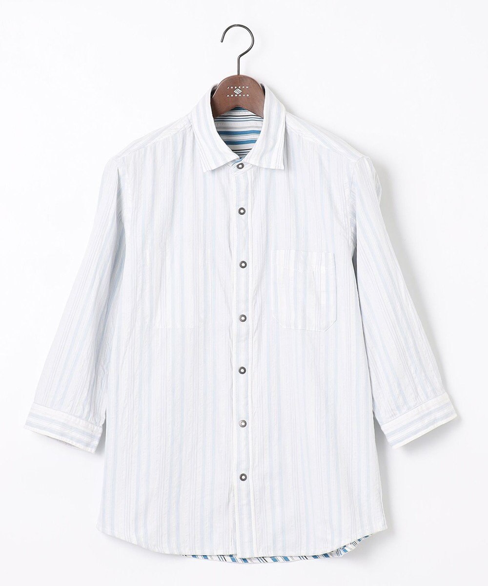 JOSEPH ABBOUD 【1枚で2通りの着こなし】オーガニックコットンリバーシブル 七分袖シャツ 