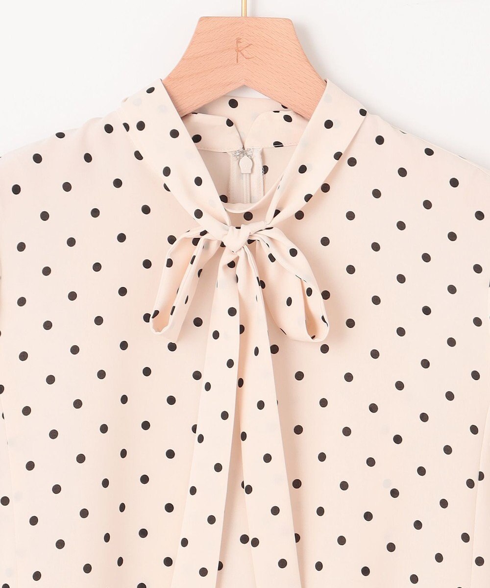 組曲 【WEB限定】ドットプリントデシン ボウタイ付きブラウス 