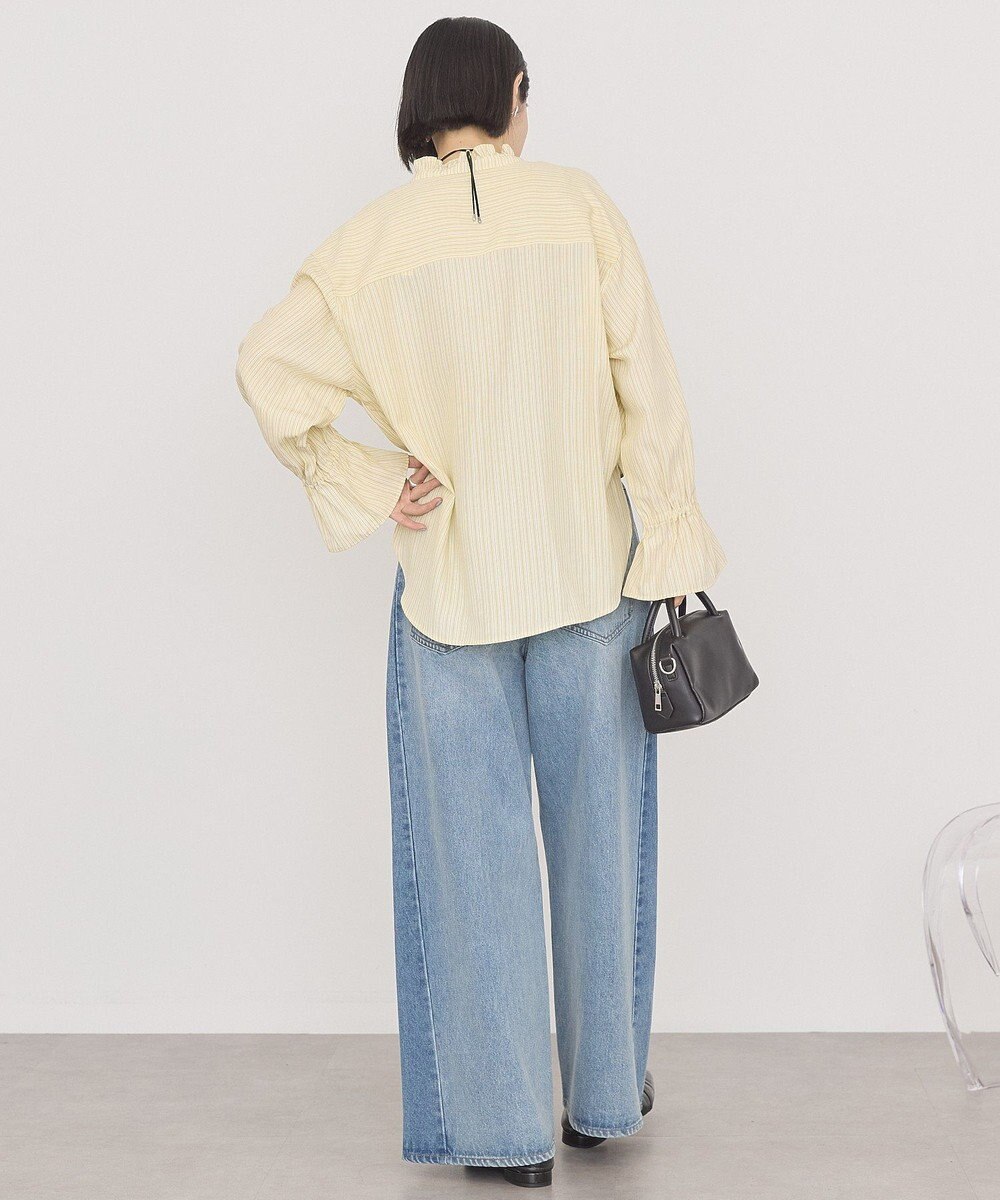 AMERICAN HOLIC スタンドフリルストライプスキッパーブラウス 