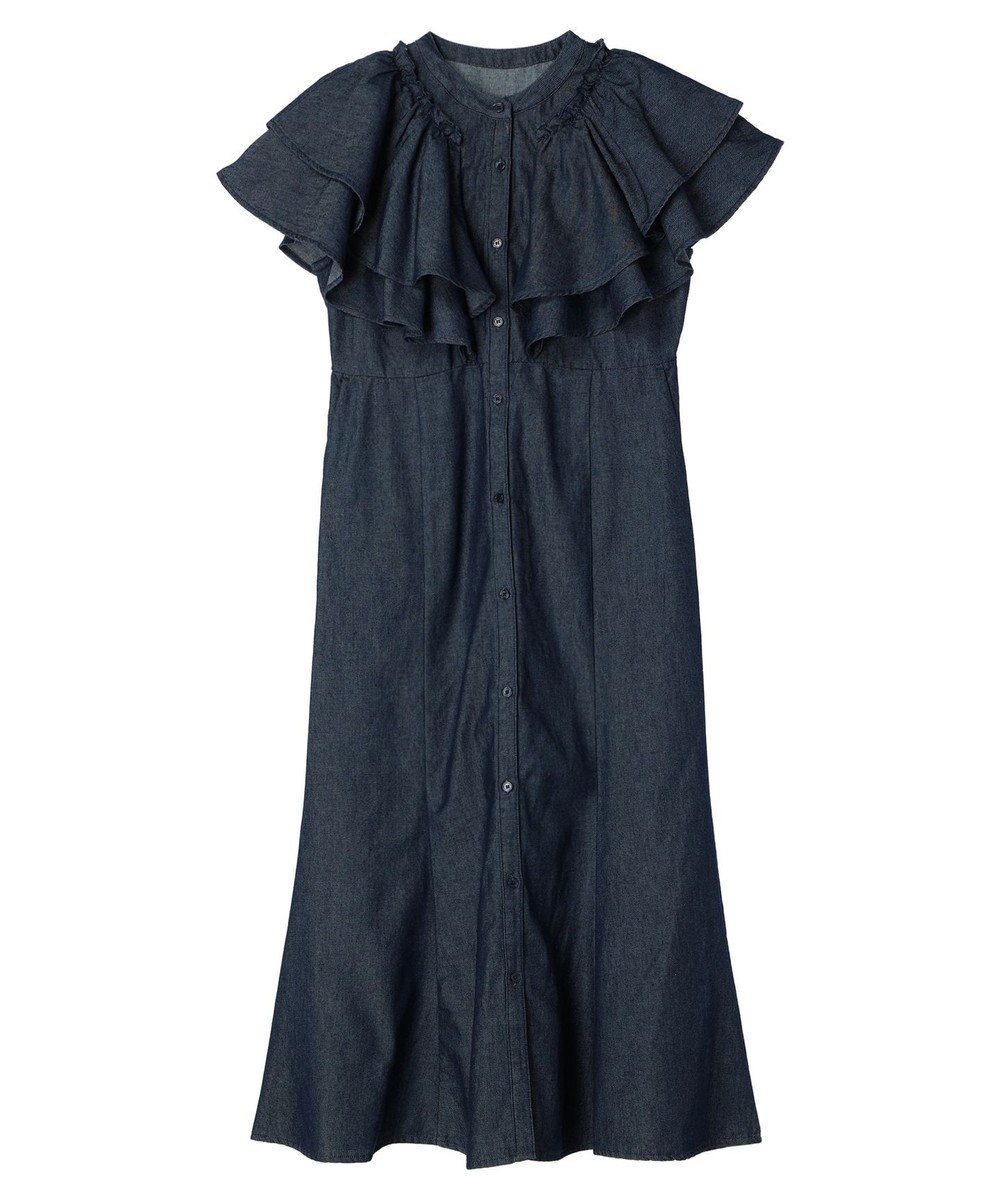 earth music&ecology ラッフル前開きデニムワンピース 