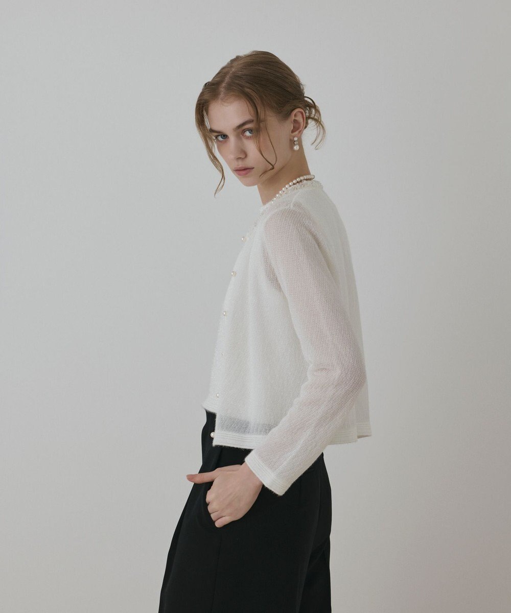 GRACE CONTINENTAL ラメフェザ－ニットカーディガン 