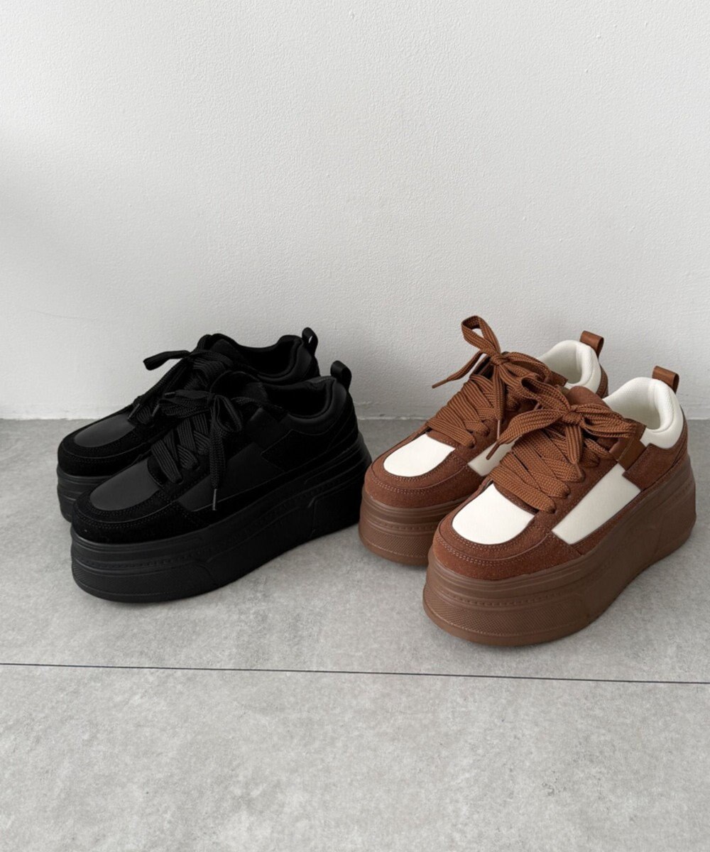 WEGO 厚底ワイドシューレーススニーカー 