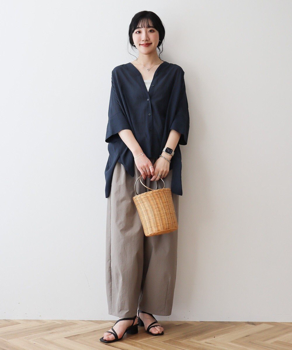 AMERICAN HOLIC 【接触冷感】Ｖネックシアー半袖ＢＩＧシャツ 