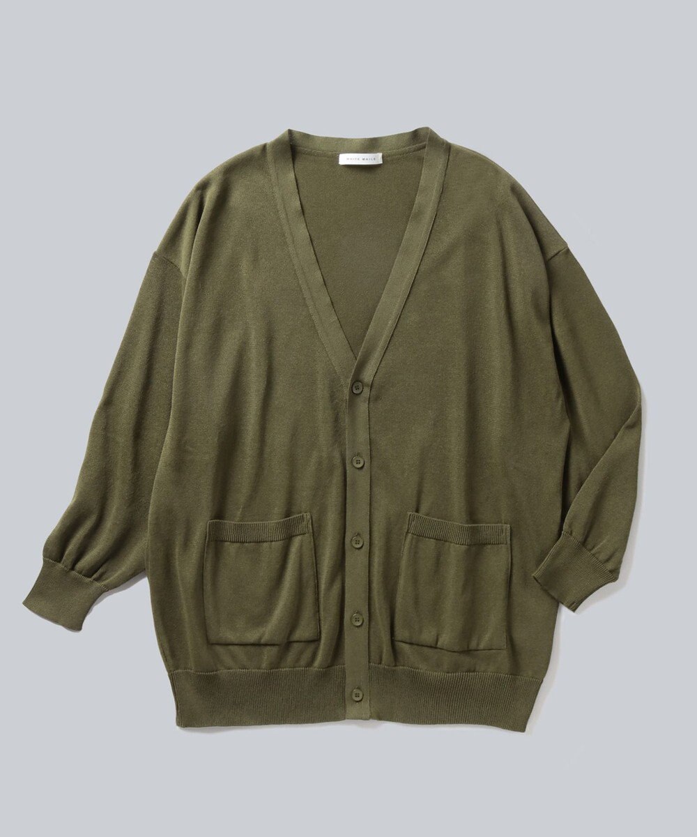 WHITE MAILS PAPER KNIT V-NECK CARDIGAN 