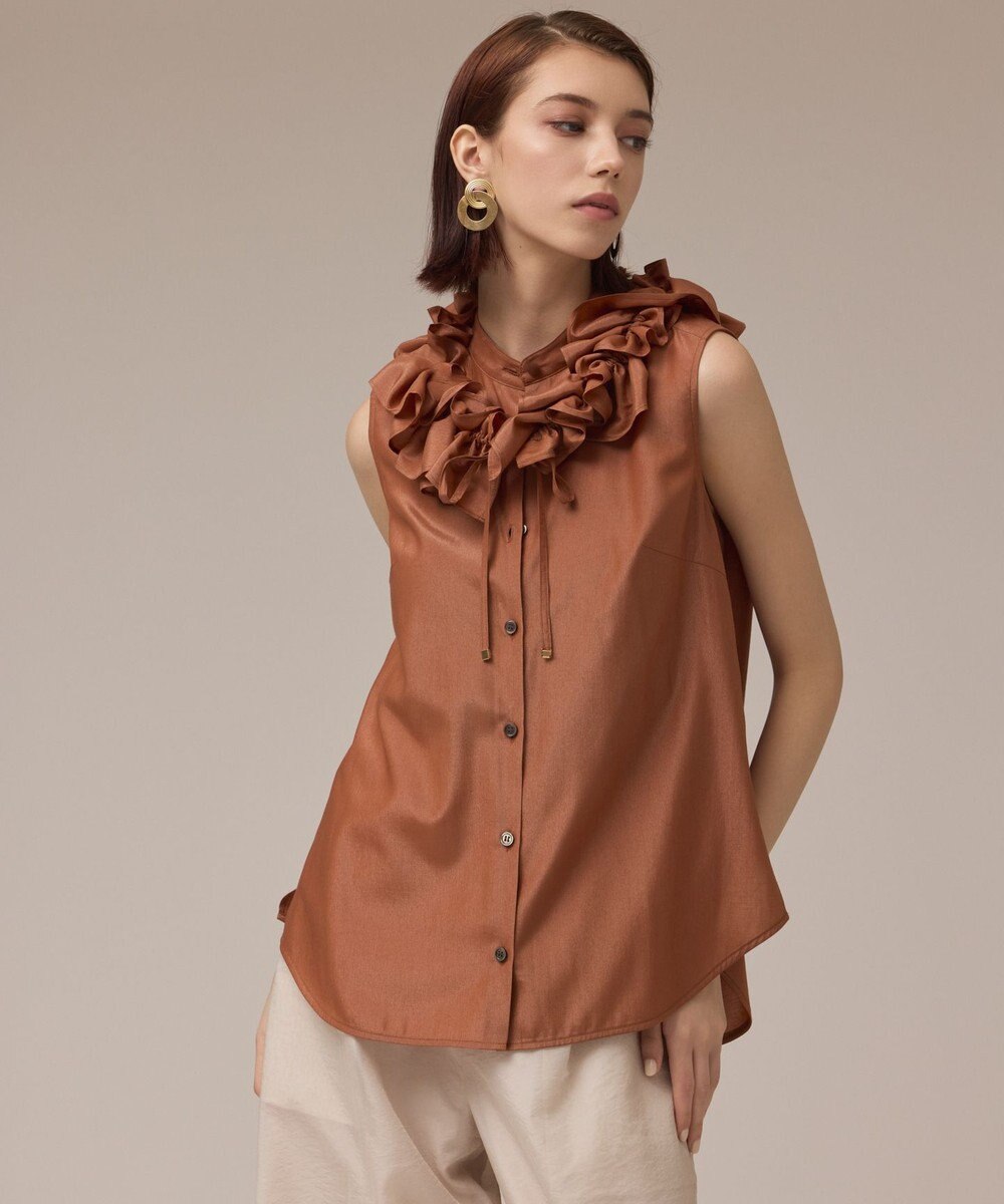 GRACE CONTINENTAL マルチフリルノースリーブブラウス 