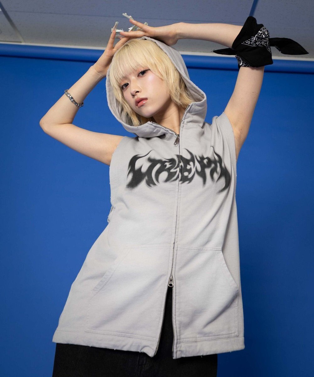 WEGO ノースリーブグラフィックZIPパーカー 