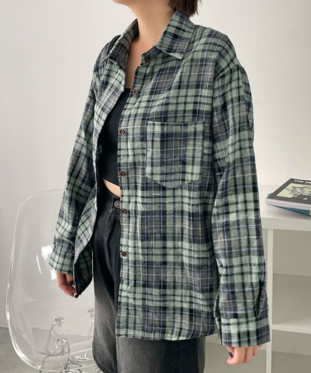 WEGO オーバーサイズチェックネルシャツ 