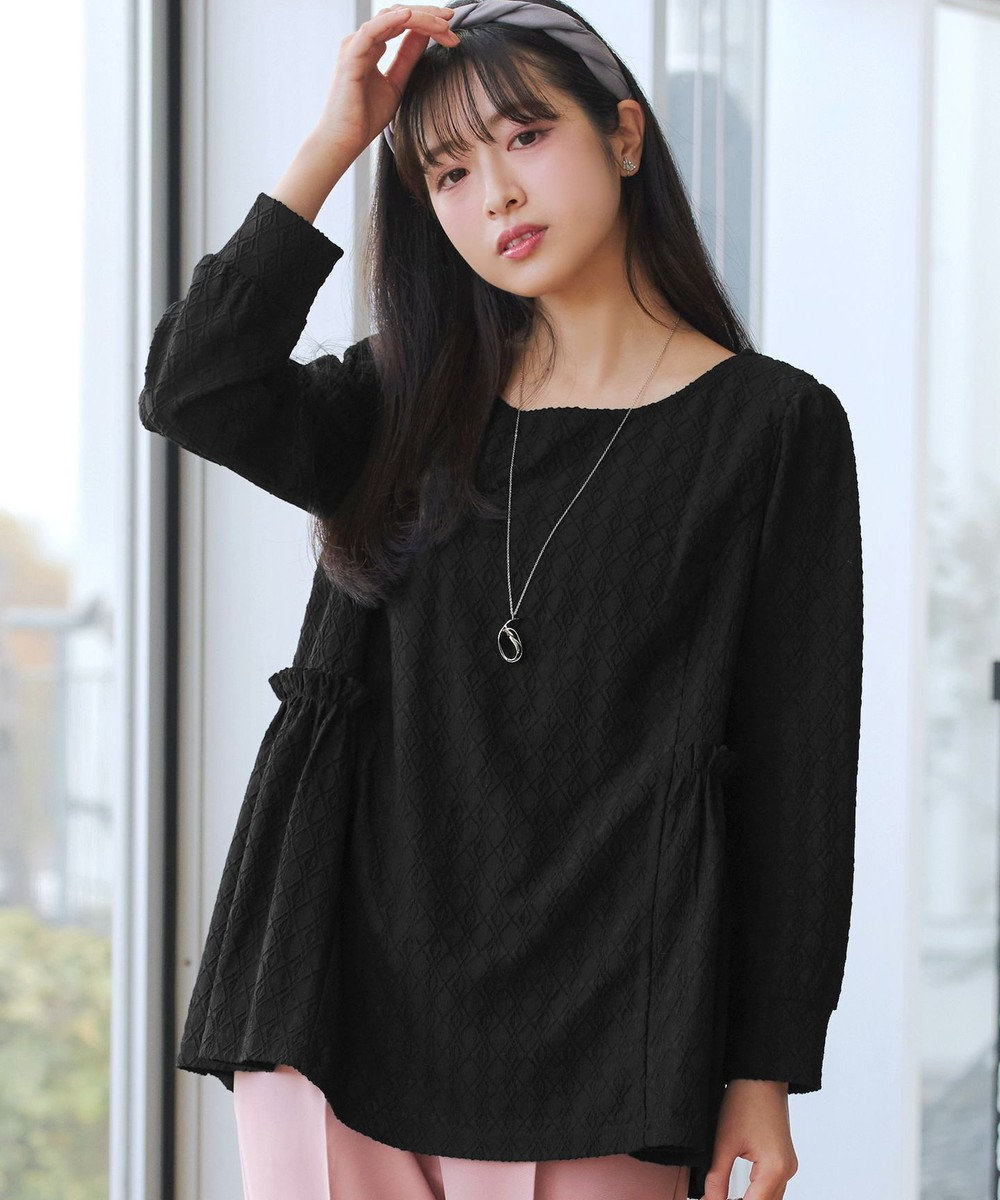 Tiaclasse L ダイヤ柄ジャガードパフスリチュニック 