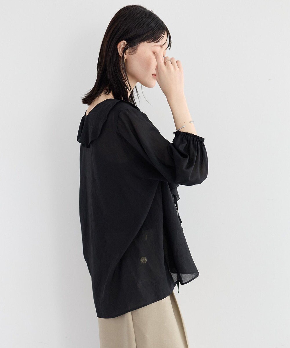 YECCA VECCA ラッフルリボンシアーブラウス 