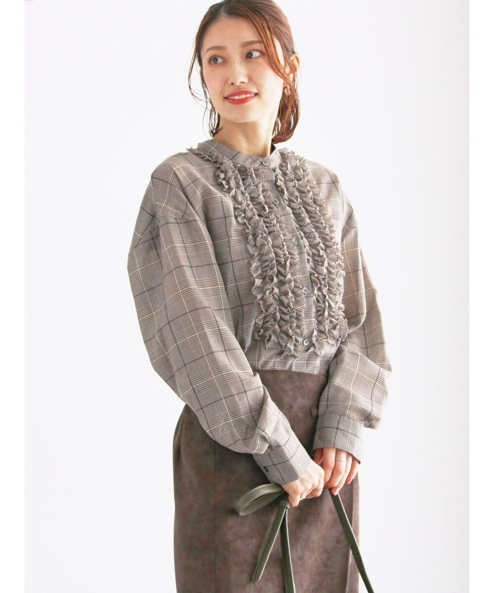 Te chichi チェックフリルブラウス 