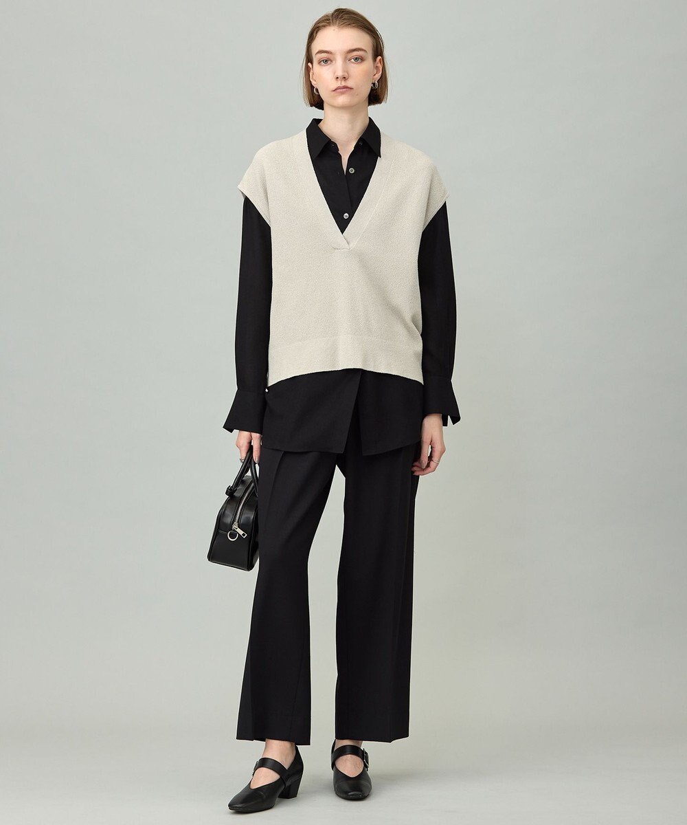 ICB L 【洗える】 ウールテンセルミニブークレ ニットベスト 