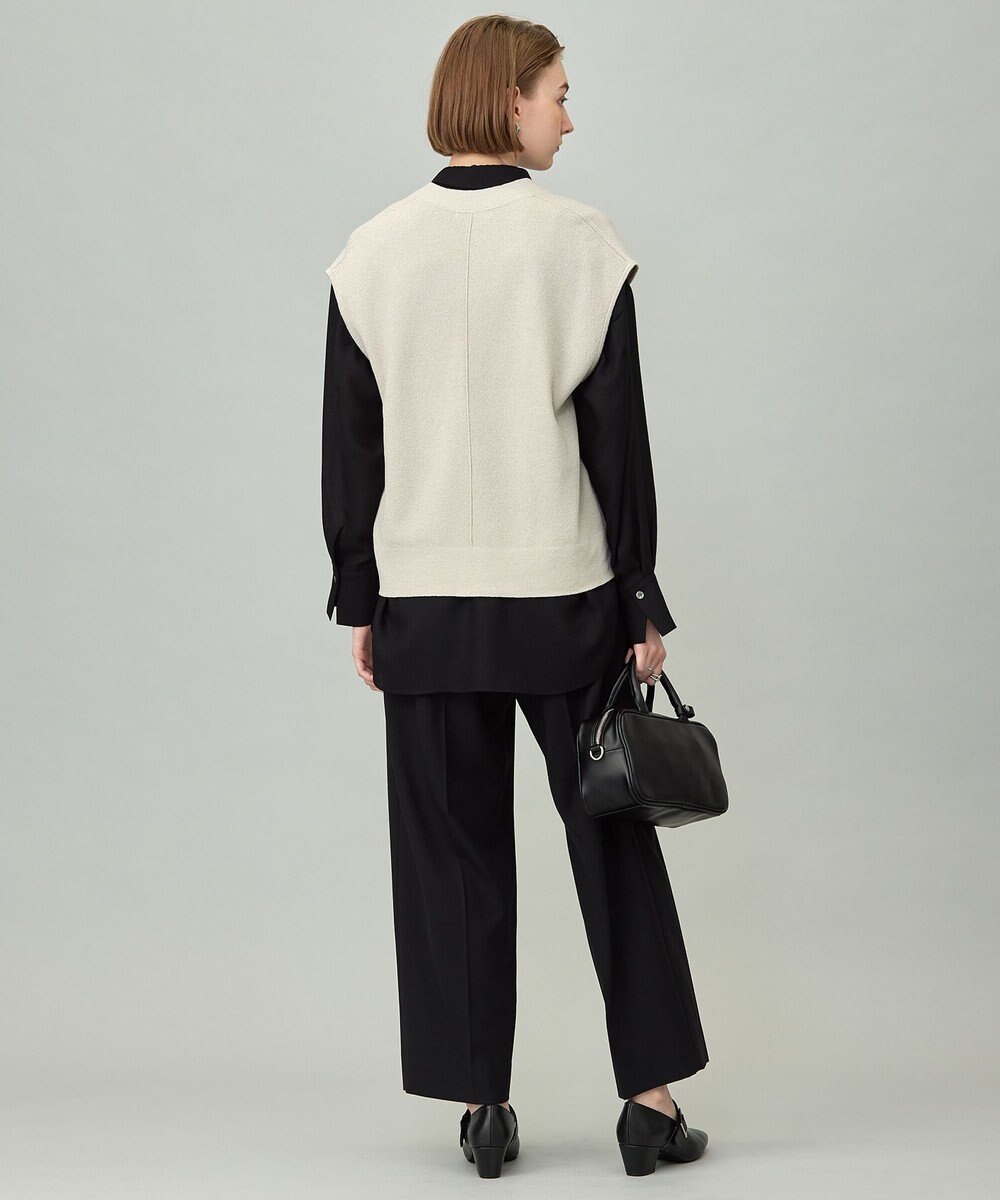 ICB L 【洗える】 ウールテンセルミニブークレ ニットベスト 