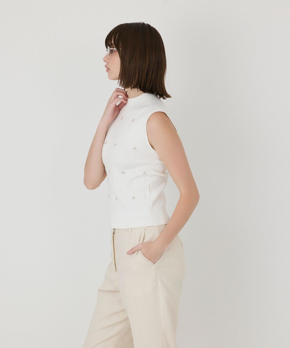 GRACE CONTINENTAL ビジューリブニットトップ 