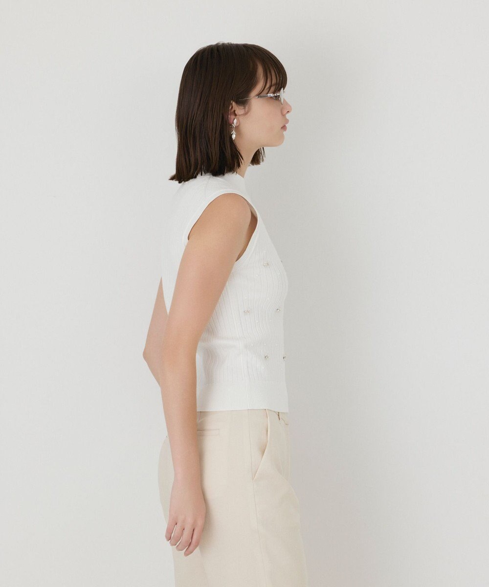 GRACE CONTINENTAL ビジューリブニットトップ 