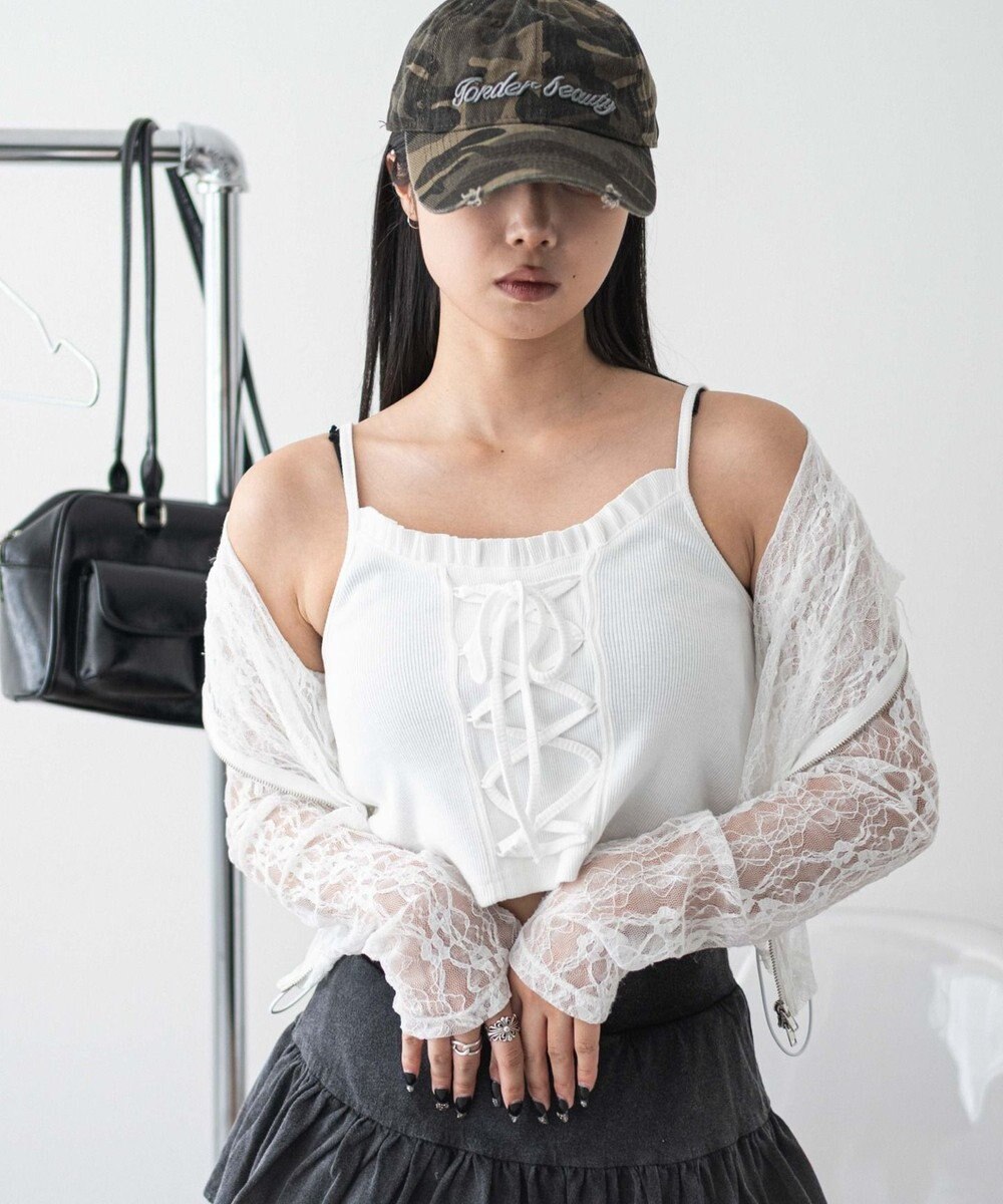 WEGO レースアップデザインキャミ 