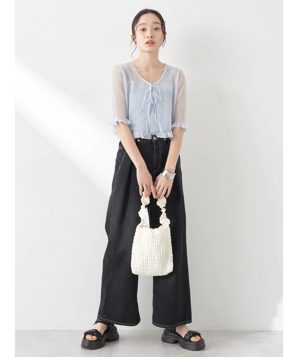 earth music&ecology シアーラメフリルカーディガン 