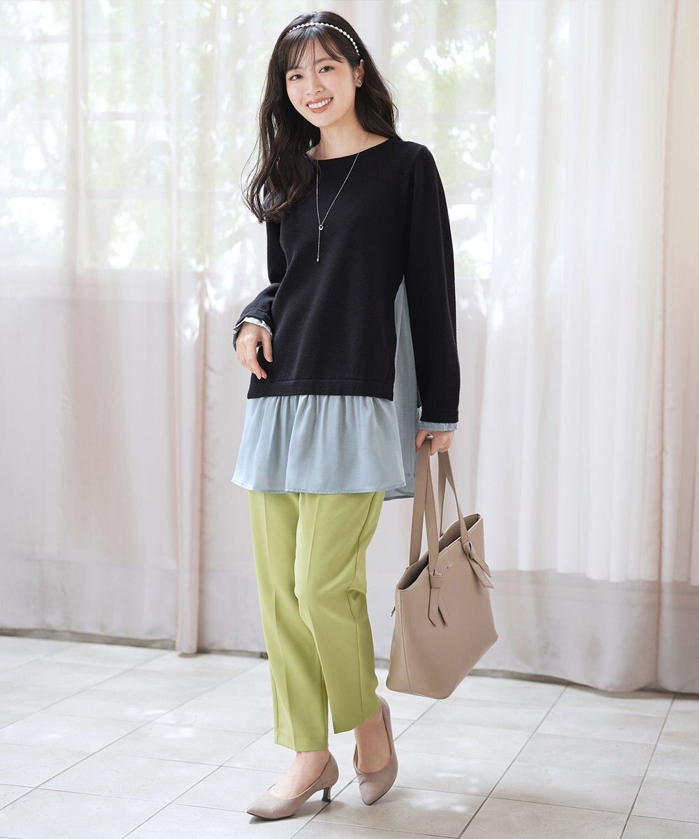 Tiaclasse 【洗える】ヴィンテージサテンニットコンビチュニック 