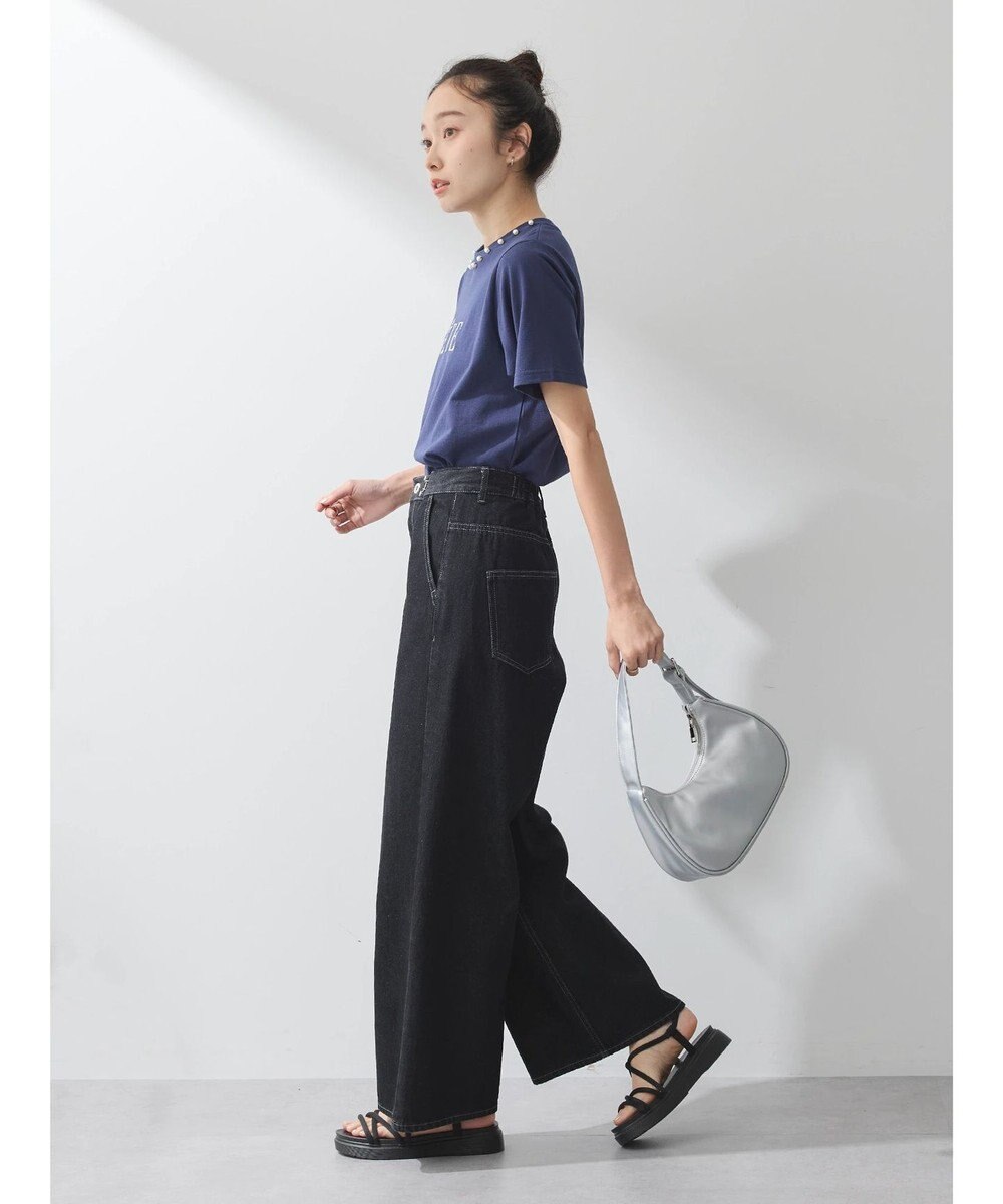 earth music&ecology 襟パール刺繍ロゴＴシャツ 