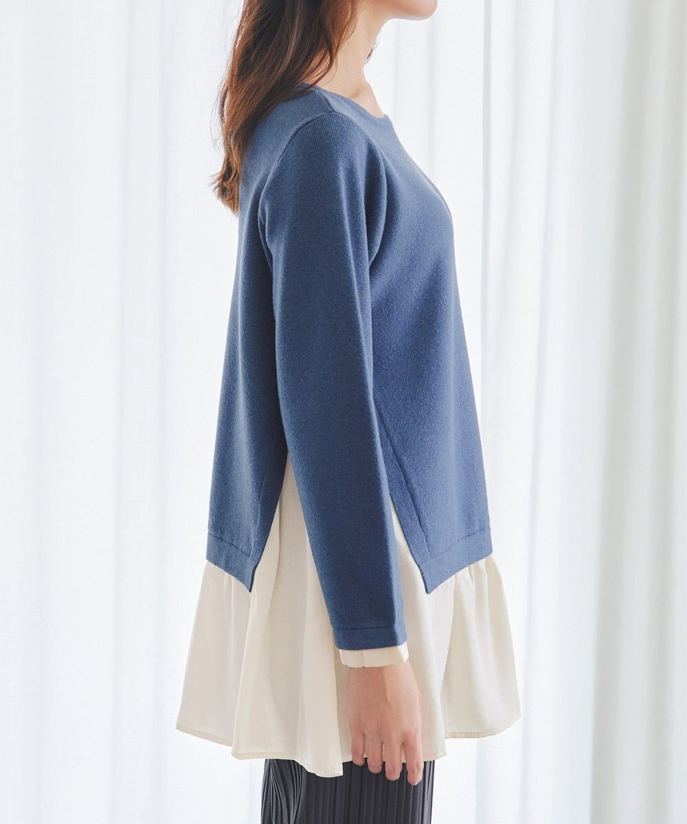 Tiaclasse 【洗える】ヴィンテージサテンニットコンビチュニック 