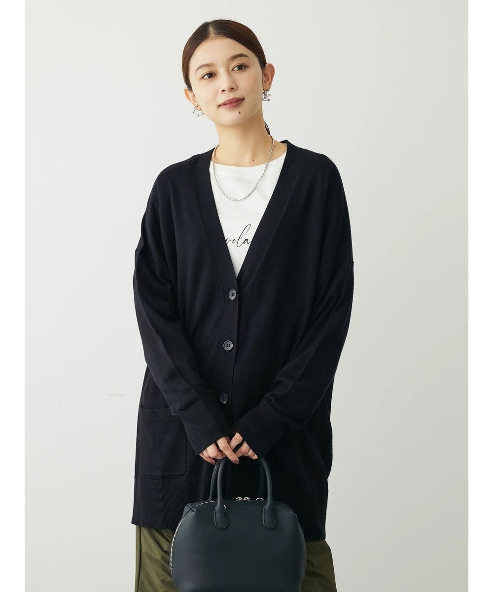 Green Parks もちやわ　Ｖネックミディ丈ニットカーディガン 