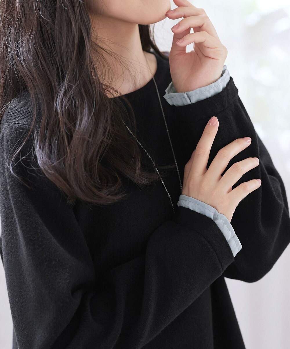 Tiaclasse 【洗える】ヴィンテージサテンニットコンビチュニック 