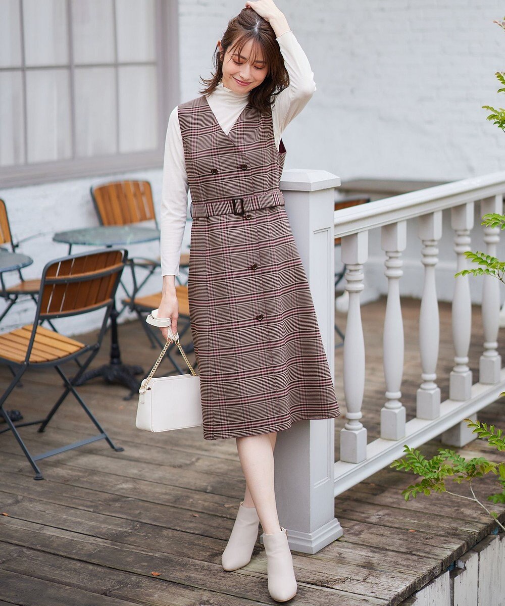 ANY SIS 【美人百花10月号掲載】リバーシブルチェックラップ ワンピース 