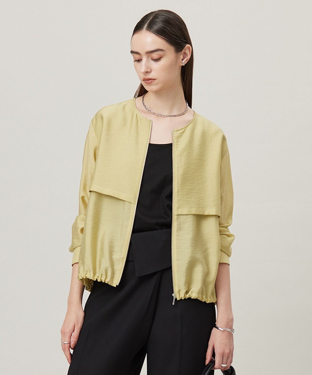 先行予約・洗える】 リヨセルナイロンワッシャー ノーカラーブルゾン  