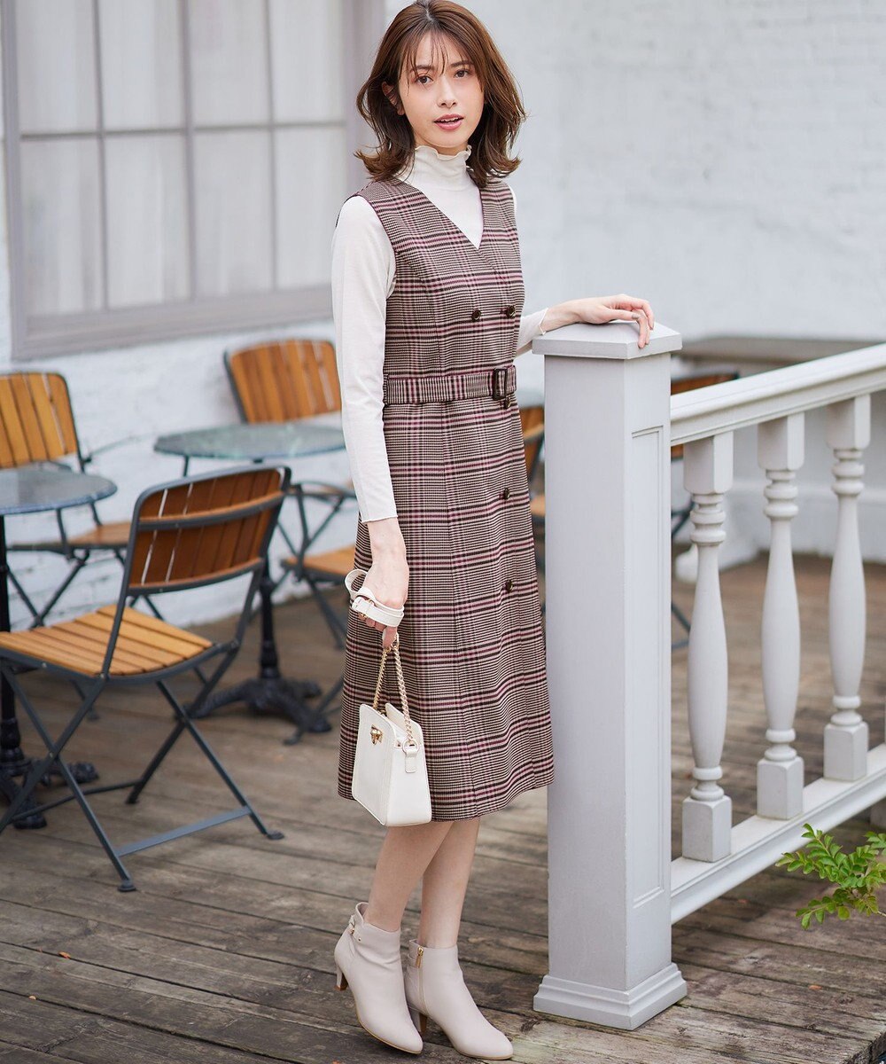ANY SIS 【美人百花10月号掲載】リバーシブルチェックラップ ワンピース 