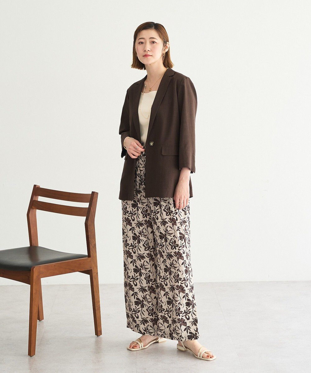 YECCA VECCA アートプリントスリットワイドパンツ 