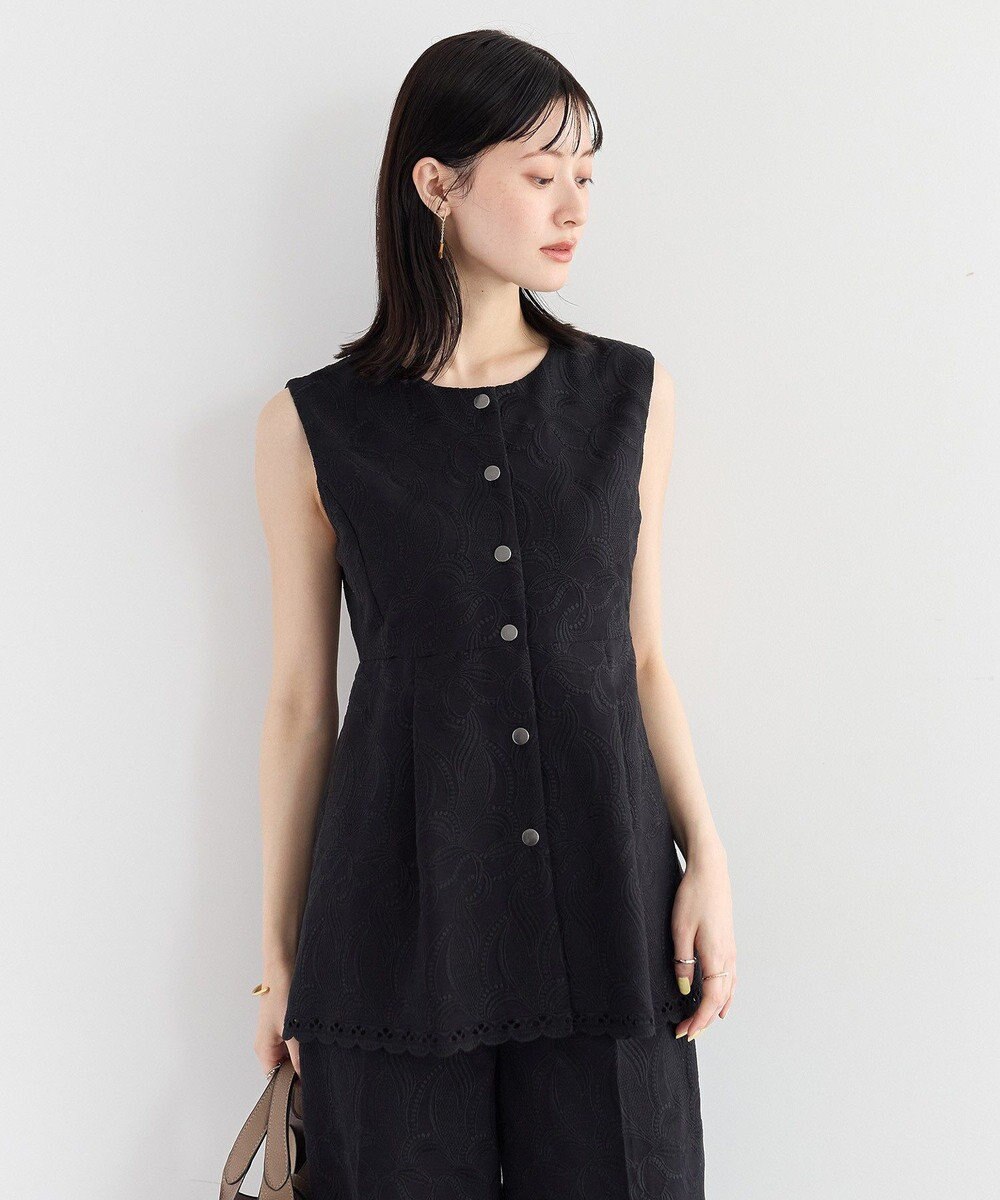 YECCA VECCA 刺繍ペプラムジレ 
