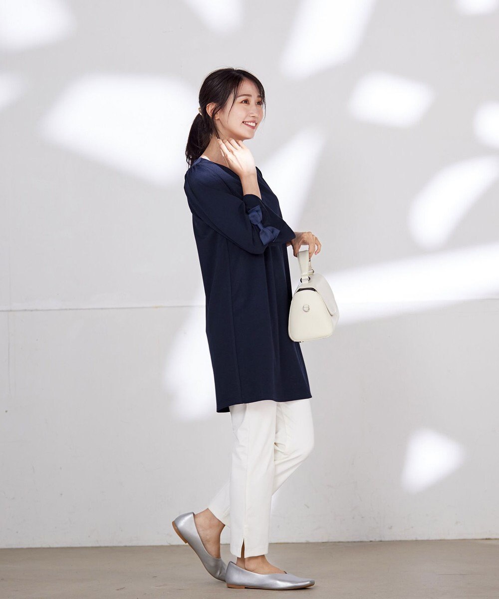 Tiaclasse 【洗える】グログランリボン付きフリル袖チュニック 