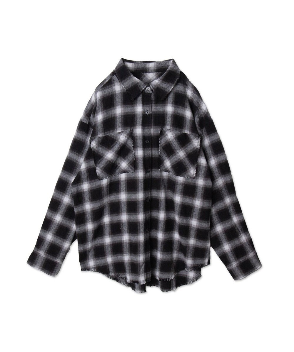 WEGO フリンジチェックBIGネルシャツ 