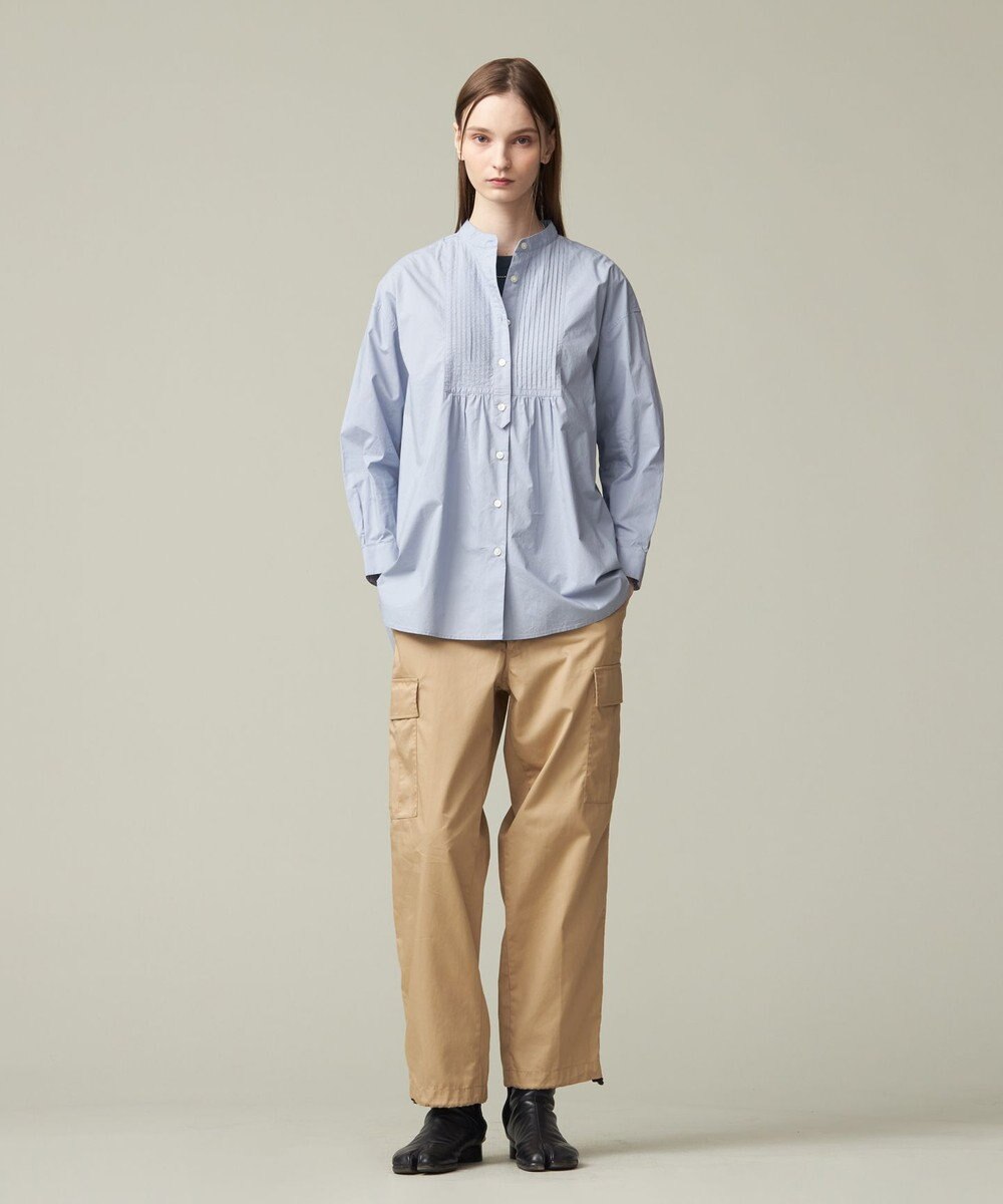 J.PRESS YORK STREET 【WOMEN】コットンタイプライター バンドカラーブラウス 