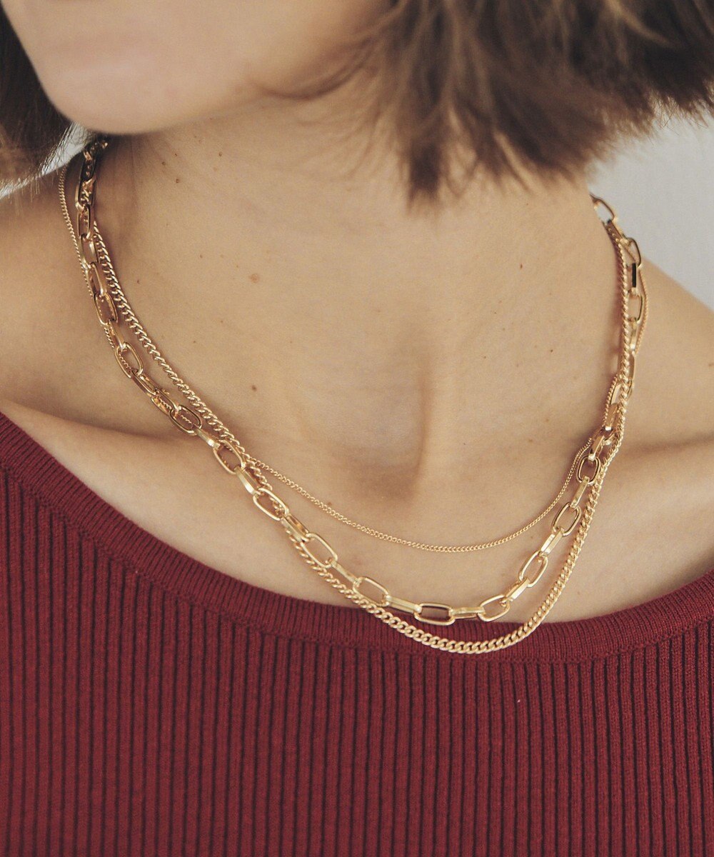 YECCA VECCA 3連チェーンMIXネックレス 