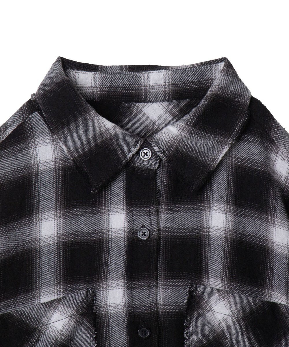 WEGO フリンジチェックBIGネルシャツ 