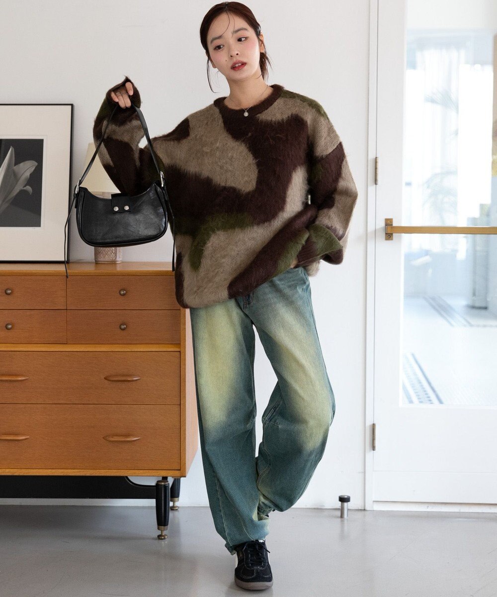 WEGO 【ユニセックス着用ITEM】マーブルシャギーニットプルオーバー 