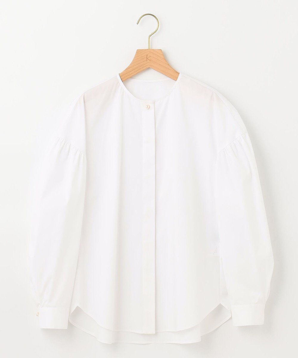 組曲 【洗える】C/Nyブロードノーカラー シャツ 