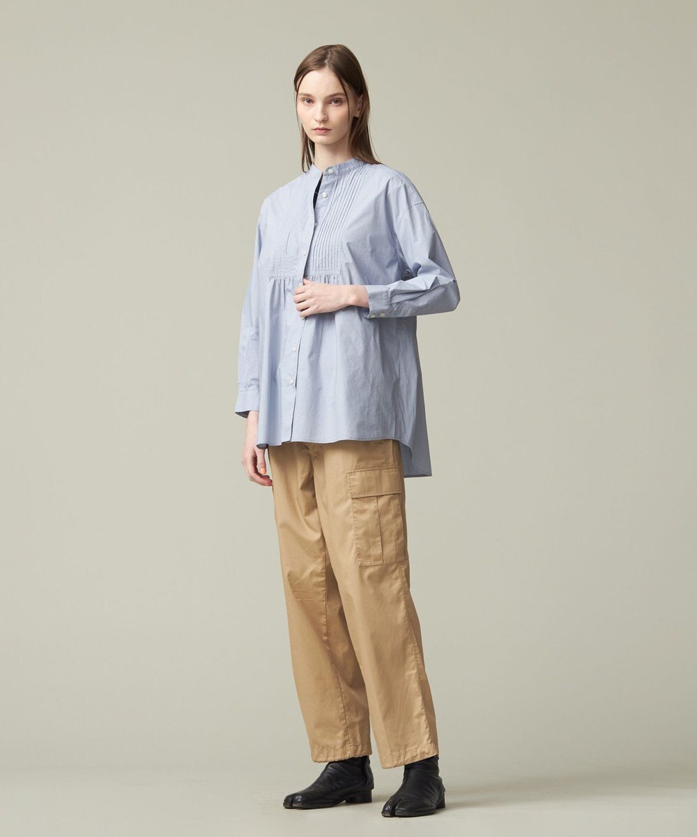 J.PRESS YORK STREET 【WOMEN】コットンタイプライター バンドカラーブラウス 