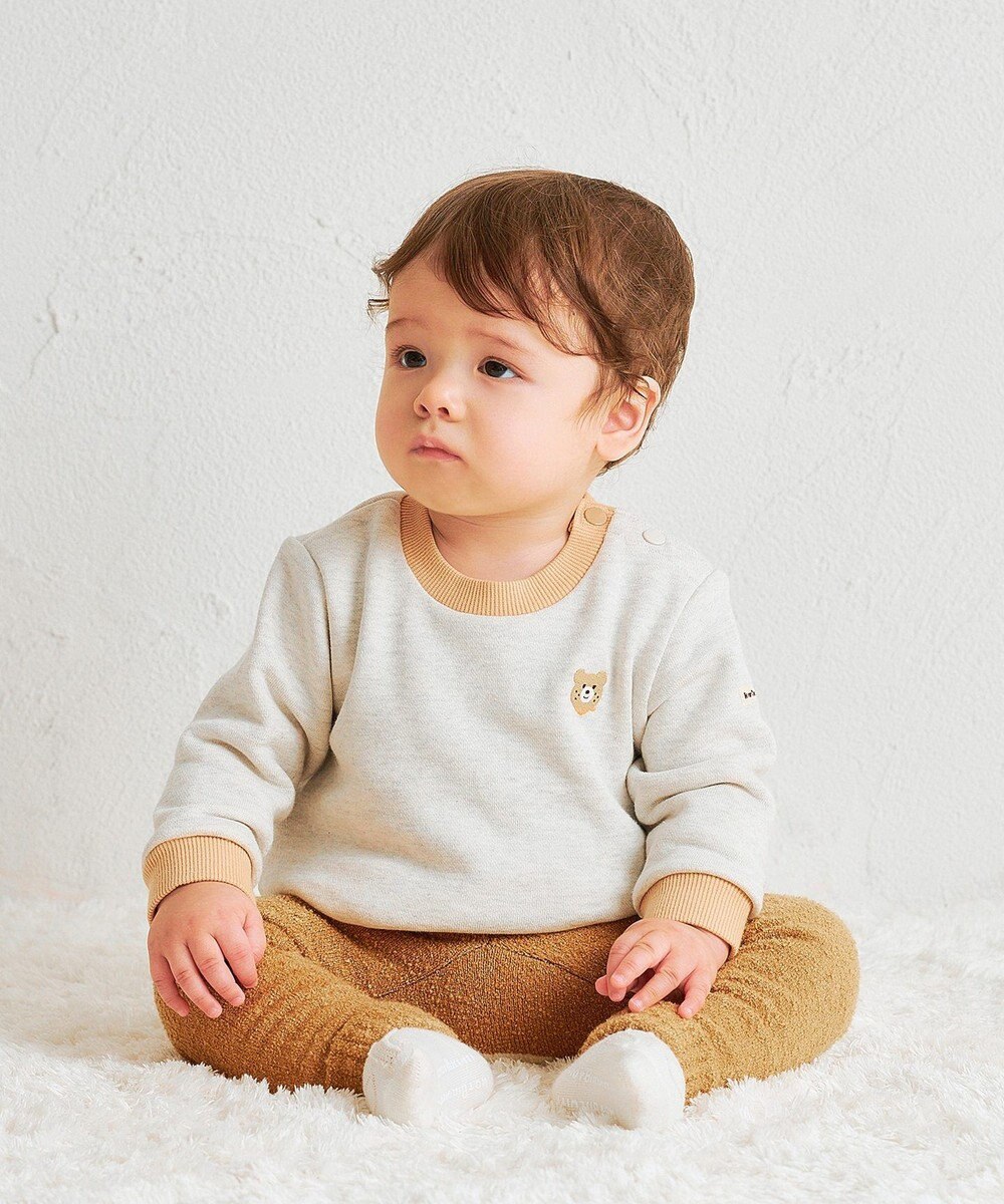 MIKI HOUSE HOT BISCUITS 【70-100cm】 シュクリーム素材 顔ドン あったかベビースパッツ 