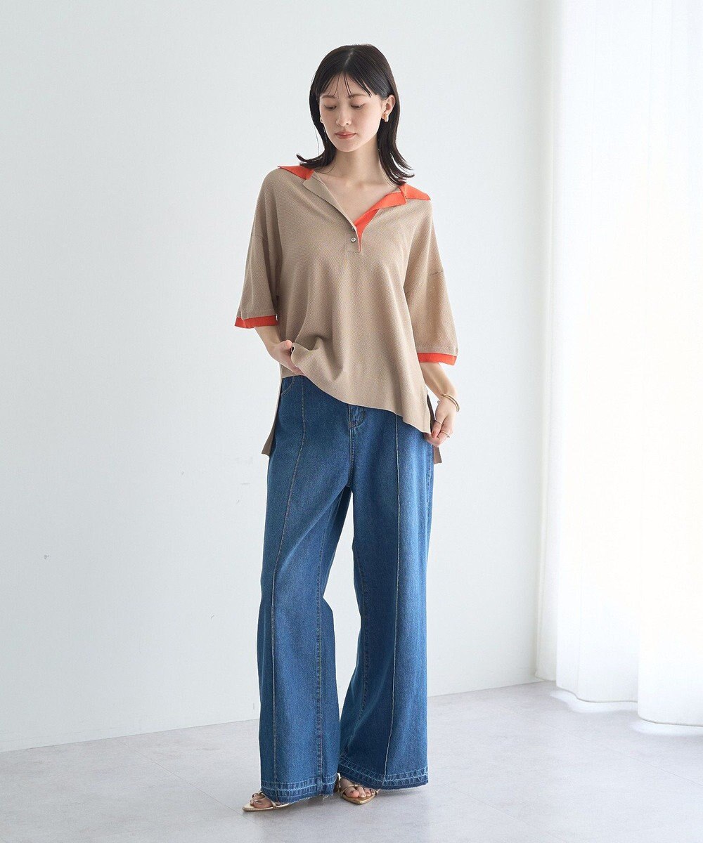 YECCA VECCA 配色ワイドポロニット 